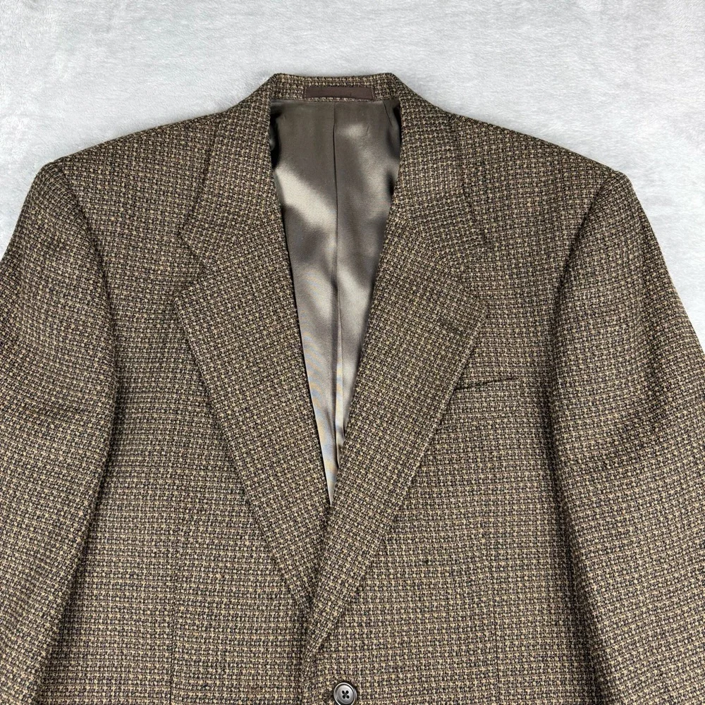 Tallia Uomo Men’s Blazer Brown Tweed Barleycorn Sport Coat Size 44R